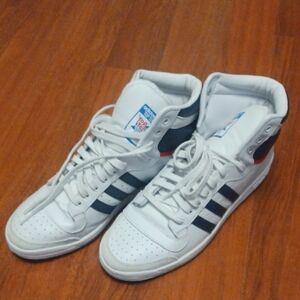 Adidas Men's White and Navy High-Top Sneakers